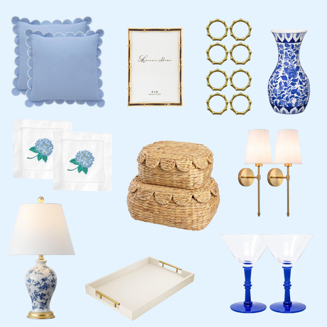 Blue & white classics with a modern twist 💙 Think scalloped pillows, ginger jar lamps, woven baskets, and chic barware — all the little touches that make a home feel timeless yet fresh. Tap to shop these finds and bring effortless style into your space ✨ #blueandwhitehome #gingerjarlamp #blueandwhitedecor #scallopedpillow #wovenbasketstorage #classicdecor #timelesshome #chicbarware #goldhomedecor #whiteandgoldtray #hydrangeanapkins #coastalgrandmotherstyle #traditionaldecor #southernstylehome #preppyhomedecor 

 #LTKHome #LTKFindsUnder50 #LTKStyleTip
