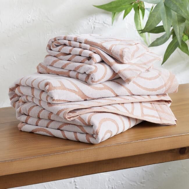 Hazel And White Sculpted Arch Camila Towel Collection | World Market