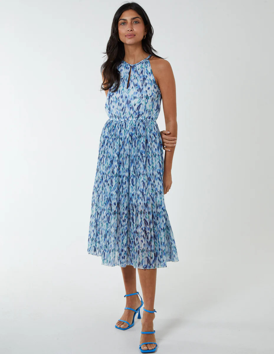Blue | Halter Neck Midi Dress | Blue Vanilla | Blue Vanilla