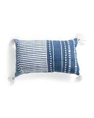Indoor Outdoor Striped Pillow With Tassels | Marshalls