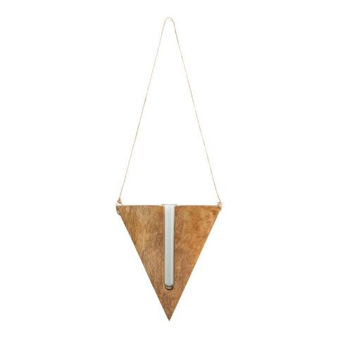 Modern Wood Triangle Hanging Test Tube Vase | World Market