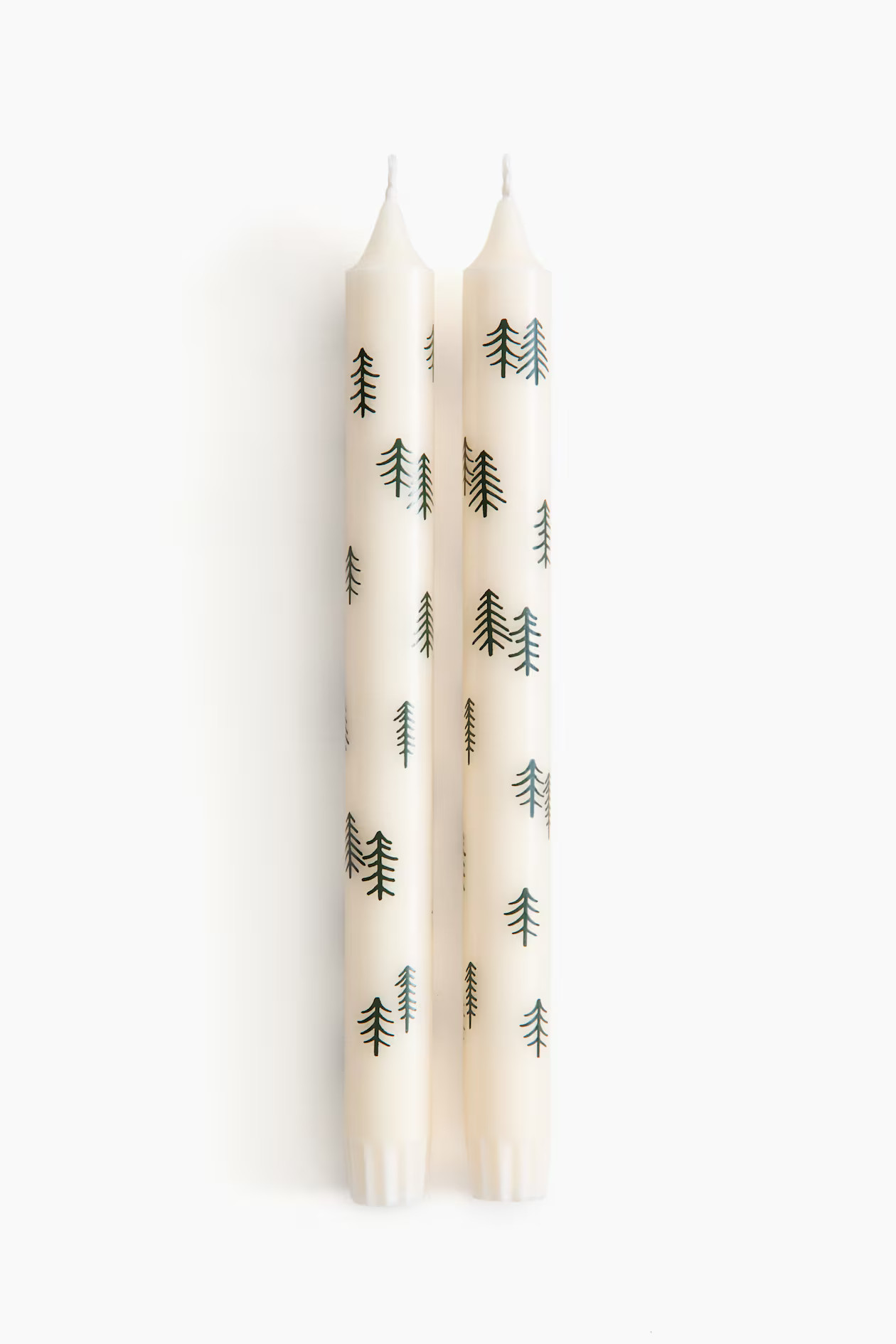 2-pack Patterned Candles - White/Christmas trees - Home All | H&M US | H&M (US + CA)