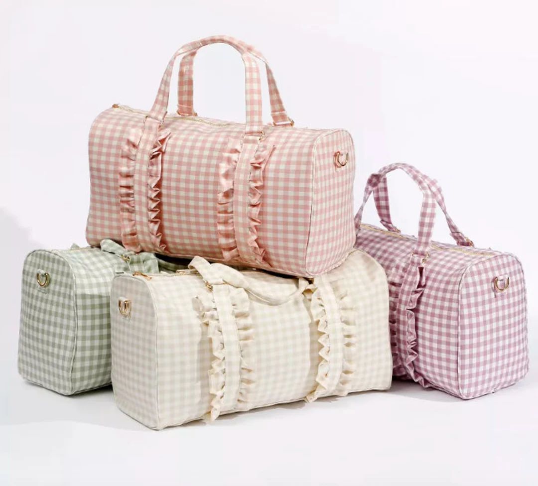 Gingham Ruffle Duffle Bag Gingham Duffle Bag Christmas Gift For Her Gingham Travel Bag Weekender ... | Etsy (US)