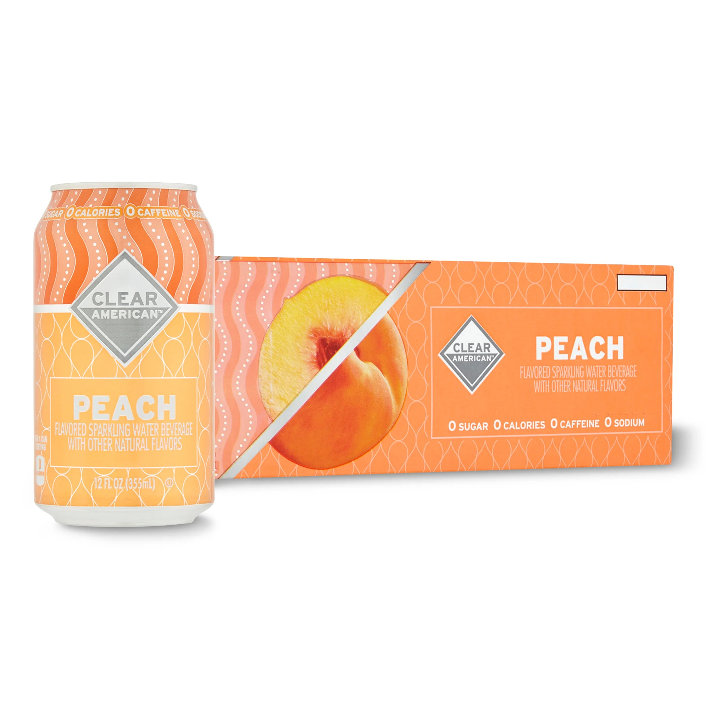 Clear American Sparkling Water, Peach, 12 fl oz, 12 Count | Walmart (US)