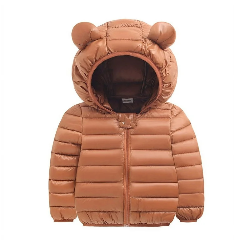 PatPat Baby Coat Toddler Boys Girls Winter Jackets Stylish 3D Ear Print Solid Hooded Coats, Brown... | Walmart (US)