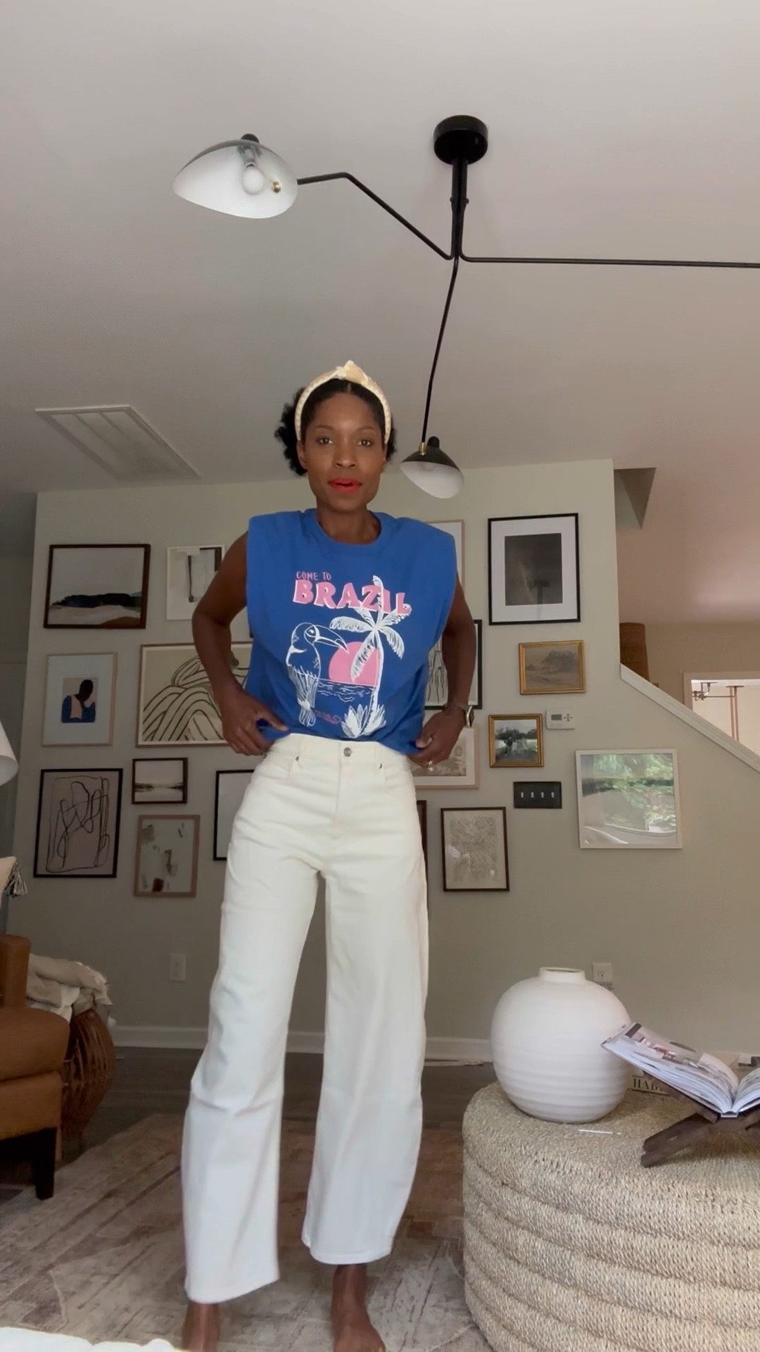 Barrel leg jeans. Love them so much! They come in 2 heights so great for tall girlies too! I’m in between a 28 and 29 but reviews said to size down so I bought the 28. 
Tall jeans, barrel leg jeans, wide leg jeans, white jeans, summer outfit

#LTKOver40