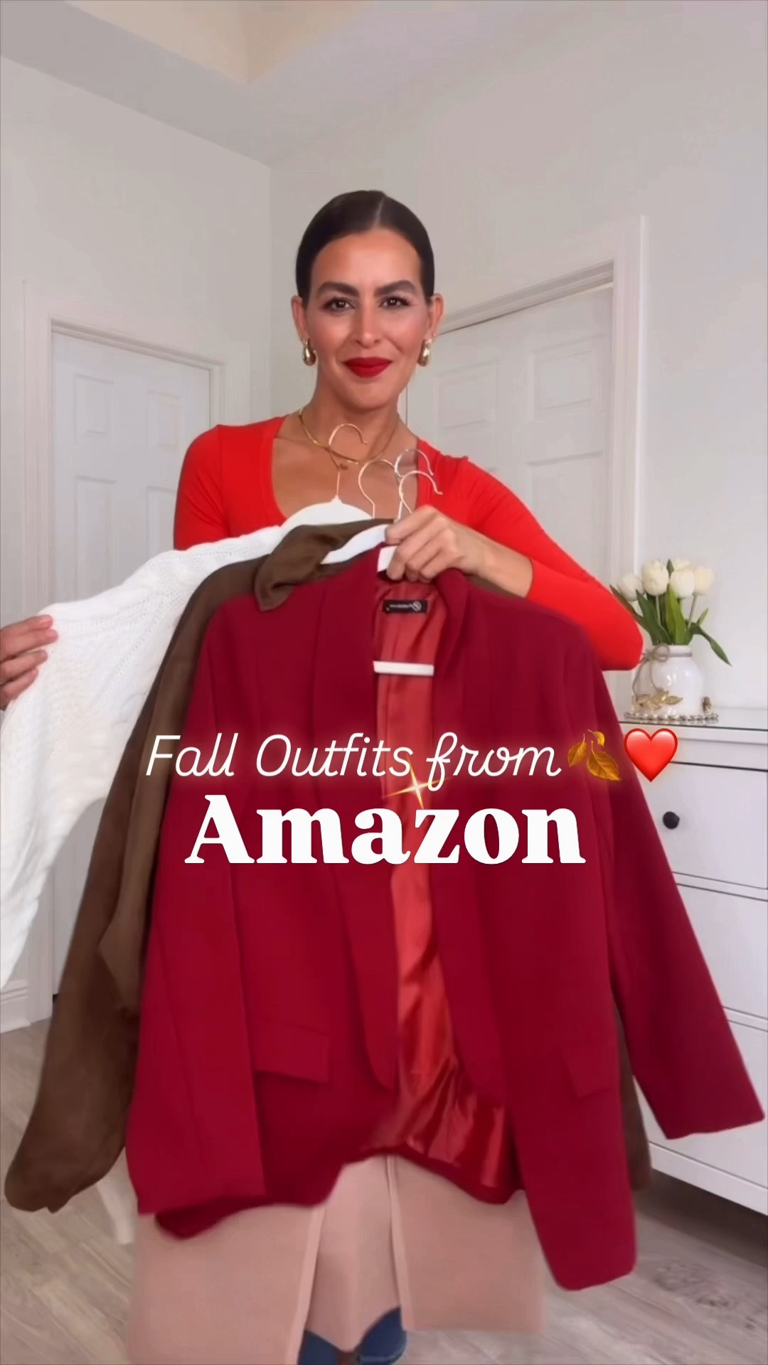 Fall Outfits from Amazon! Wearing a size Small in skirt, tops, leggings, cardigan, faux suede jacket and sweater dress.
Size M in blazer, jean jacket.
Size 27 in both jeans.