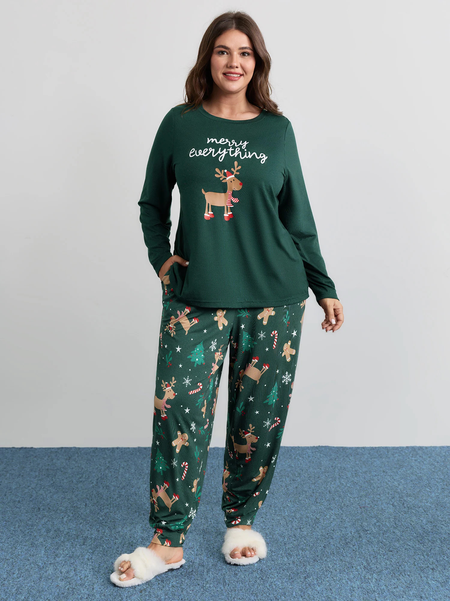 Holiday Cozy Print Pockets Loungewear Set | Bloomchic