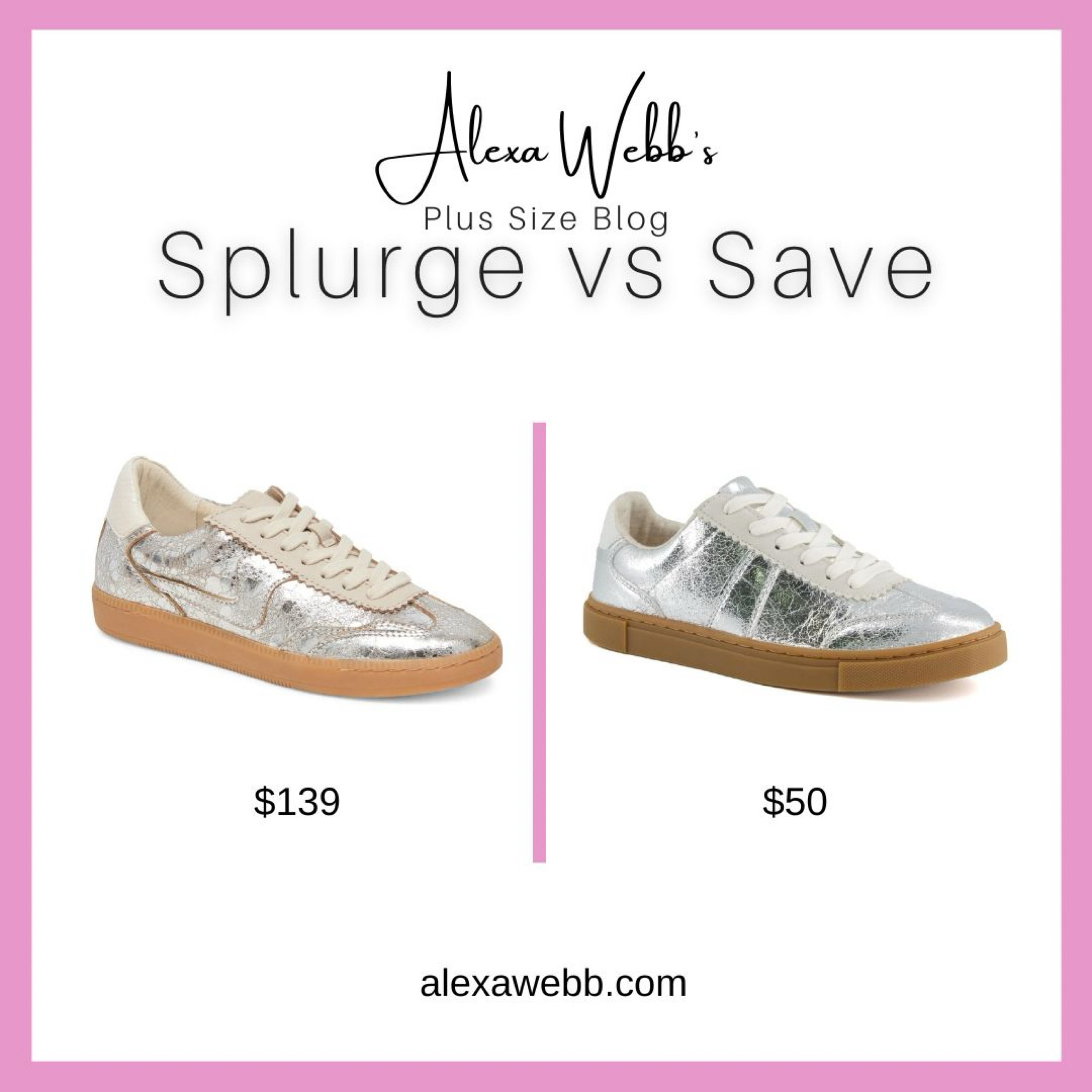 Distressed Silver Sneakers- Splurge vs Save by Alexa Webb #plussize

#LTKPlusSize #LTKStyleTip #LTKShoeCrush