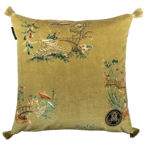 Mindthegap Chinoiserie Blue/Brown/Green/Taupe Pillow | DecoratorsBest | DecoratorsBest