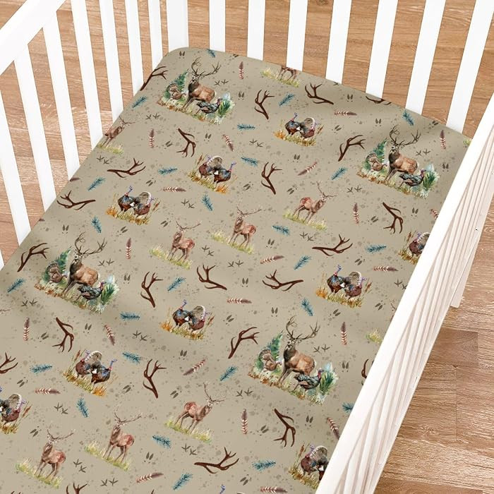 Vintage Deer Hunting Fitted Baby Crib Sheet for Boys 52"x28" Turkey Hunting Crib Mattress Cover W... | Amazon (US)