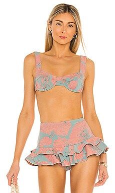 DEVON WINDSOR x Alexis Ember Bikini Top in Blue & Pink Floral from Revolve.com | Revolve Clothing (Global)