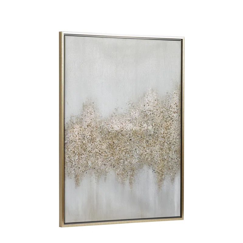 CosmoLiving by Cosmopolitan Canvas Glitter Flakes Geode Framed Wall Art with Gold Frame | Wayfair North America