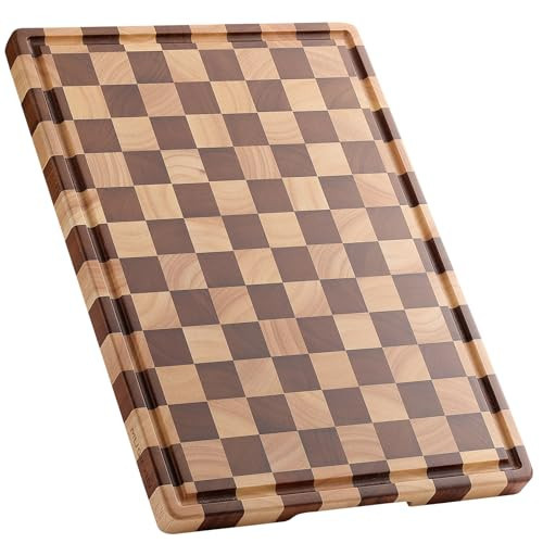 Acacia Wood Cutting Board for Kitchen – Chopping Board with Grooves & Handles, Large Wooden Cutting Board for Meat, Vegetables, Fruits, Cheese and Fruits Ideal Kitchen Gifts | Amazon (US)