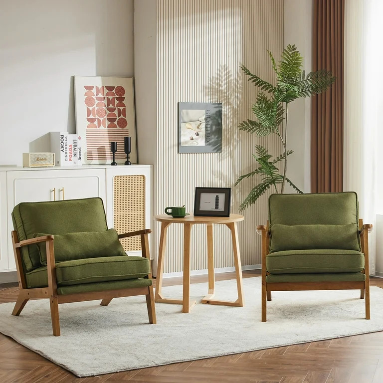 Ktaxon Accent Chair Line Fabric Upholstered Armchair, Reading Club Chair with Pillow for Living R... | Walmart (US)