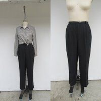Plus Size Lilli Ann 90S Black On Houndstooth Pleated High Waist Trousers | Minimalist Slacks Pants 3 | Etsy (US)