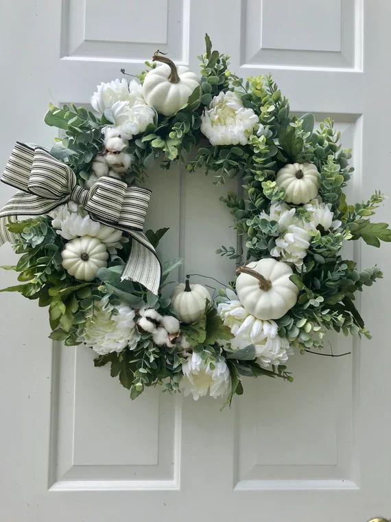 Fall Wreath, Falls Wreaths For Front Door, Farmhouse Wreath, Pumpkin Wreath, Autumn Wreath, Fall ... | Etsy (US)