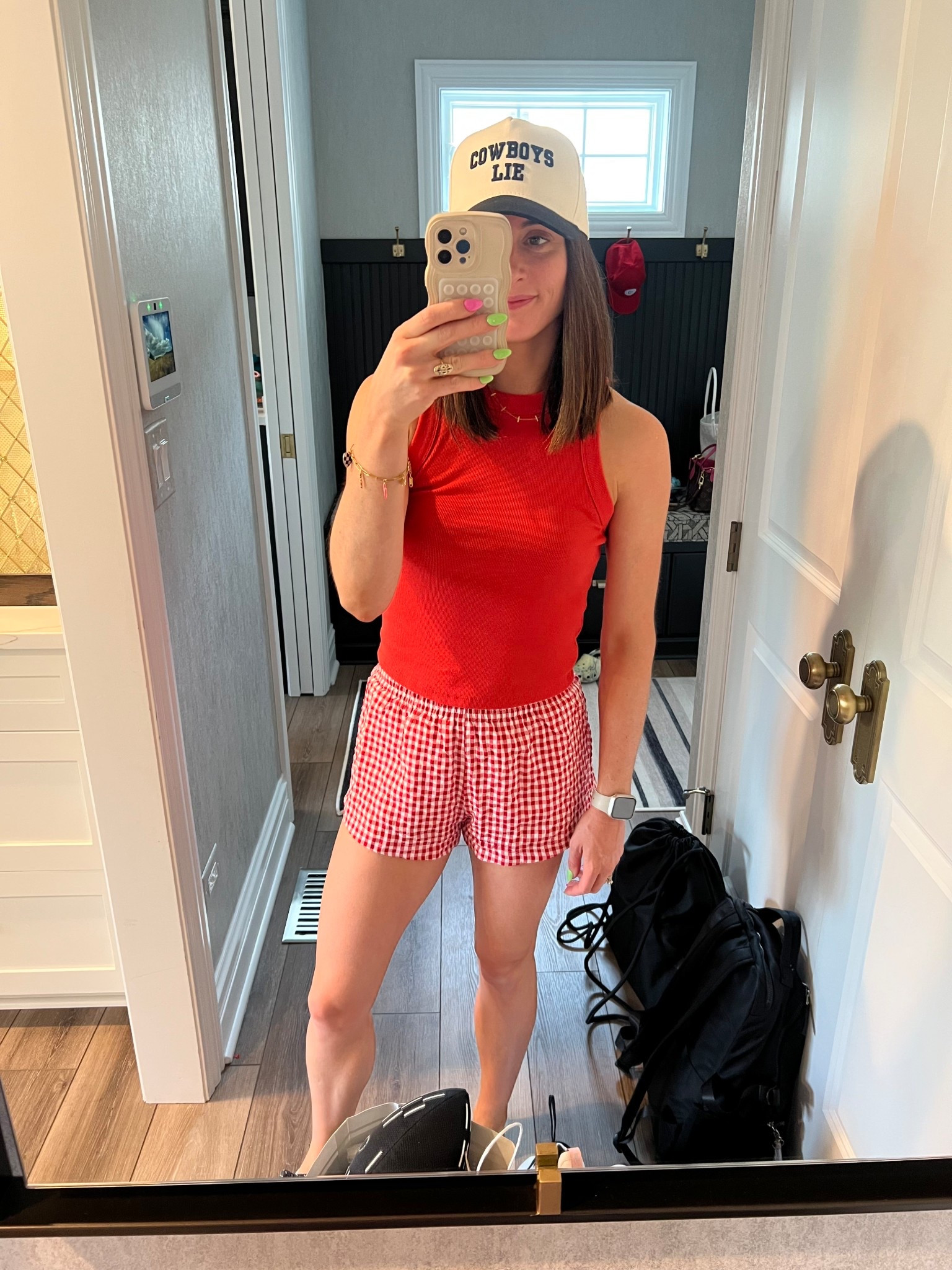 Lake Outfit; boxer shorts, tank top, trucker hat outfit  

#LTKStyleTip #LTKSeasonal #LTKSummerEdit