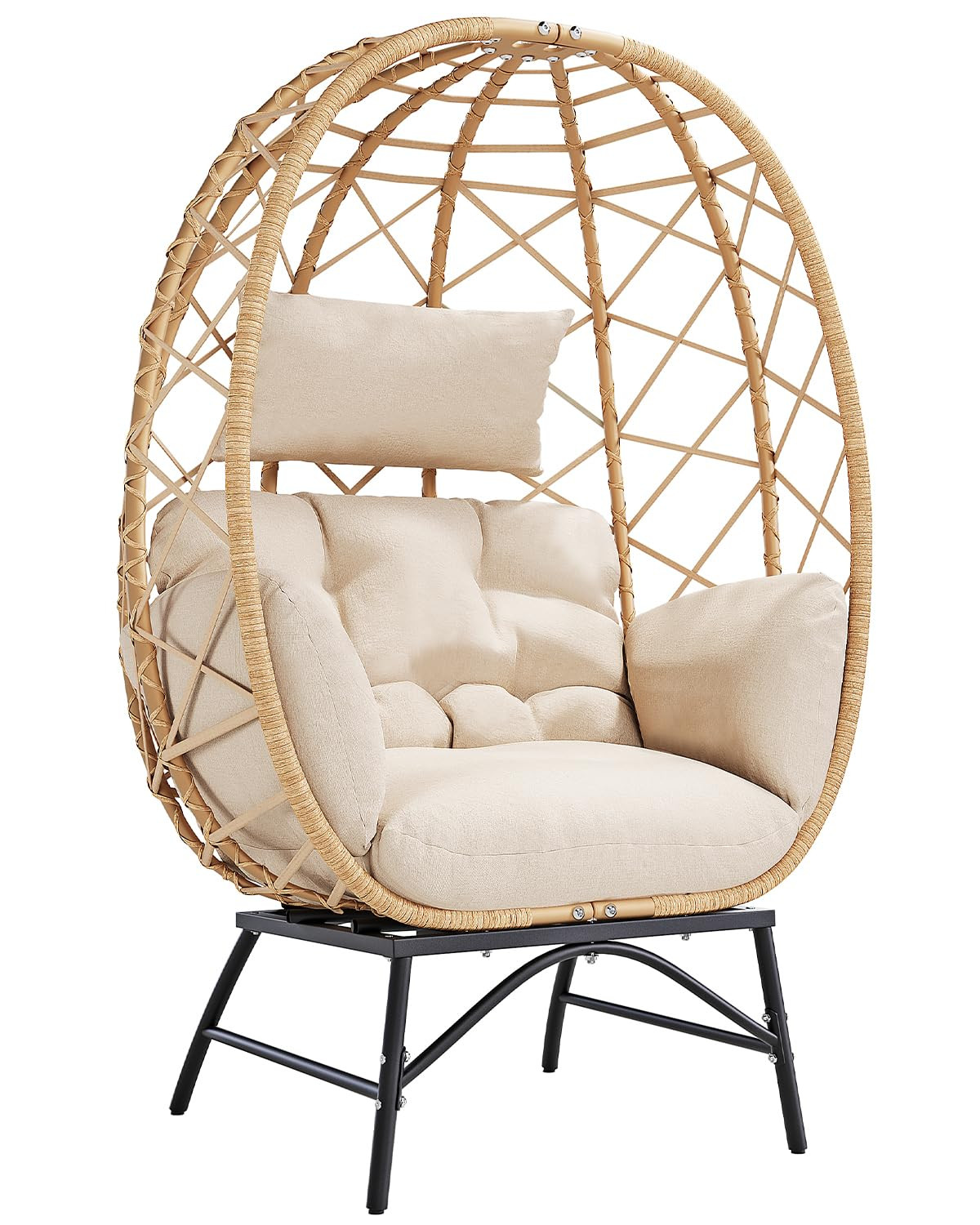 SWITTE Wicker Egg Chair Outdoor, Oversized Patio Lounge Chairs with Cushion for Indoor Living Roo... | Amazon (US)