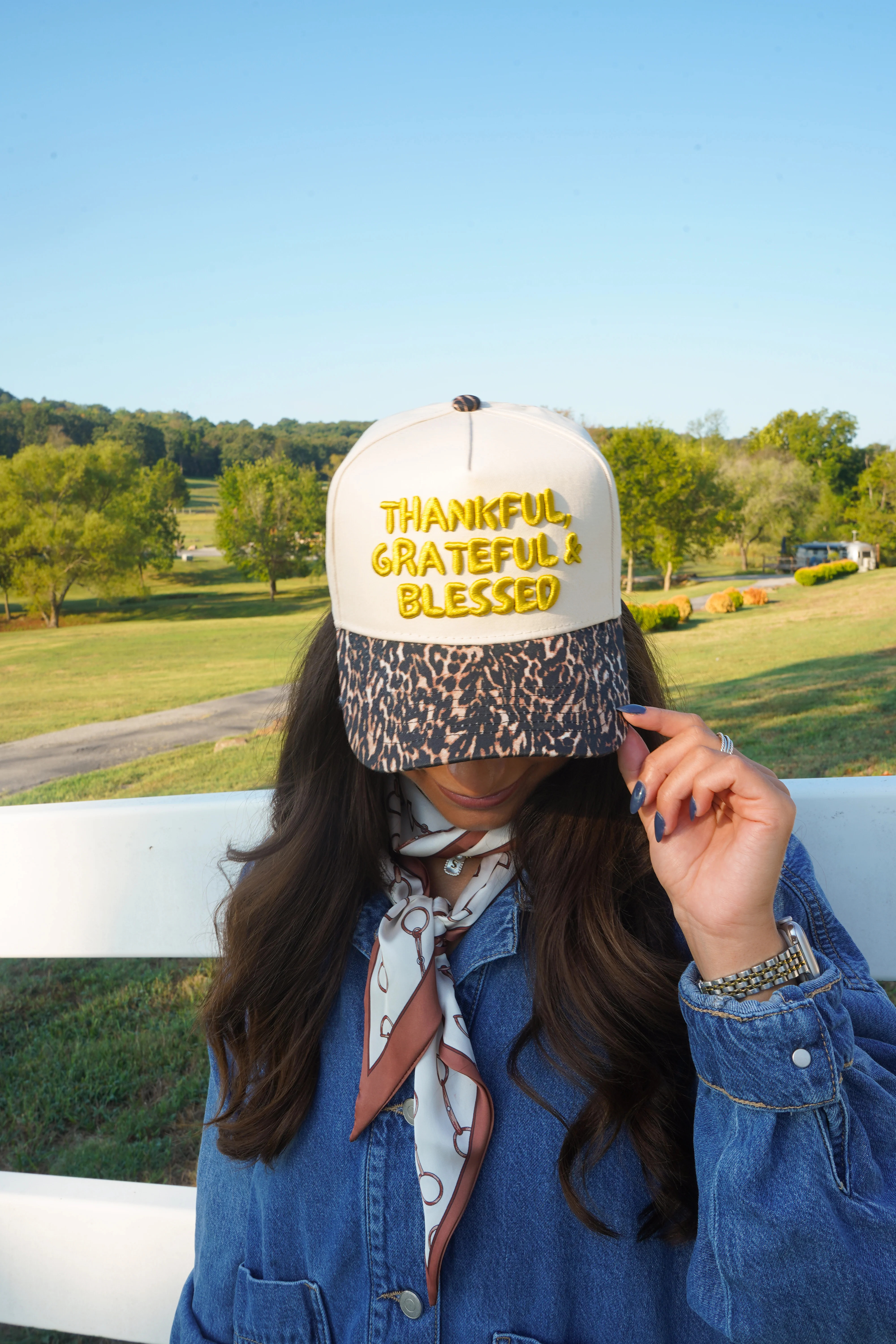 Thankful, Grateful & Blessed - Leopard Trucker Hat | KenzKustomz