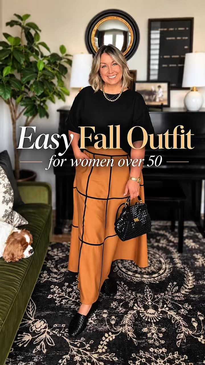 Easy fall outfit for women over 50 🤎🍂 This skirt gives such a designer-inspired look while still being easy to wear, flattering on a midsize figure, and it has pockets! I’m 5’6” wearing a size L — true to size. And the matching bag + shoes pull the whole fall look together.

#FallOutfit #WomenOver50Style #MidsizeFashion #Over50Fashion #FallFashion #MidsizeStyle #EasyFallOutfit #FallStyleOver50 #MatureFashion #OOTDOver50