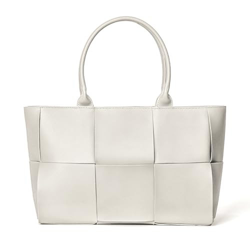 TFTOYC Woven Bag for Women,Leather Shoulder Bag Large Purse Handbag(Apricot) | Amazon (US)