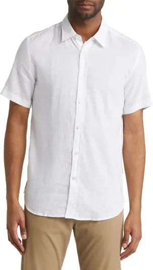 Ross Slim Fit Short Sleeve Linen Blend Button-Up Shirt | Nordstrom