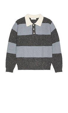 Dunst Chunky Rugby Sweater in Soft Blue & Grey from Revolve.com | Revolve Clothing (Global)