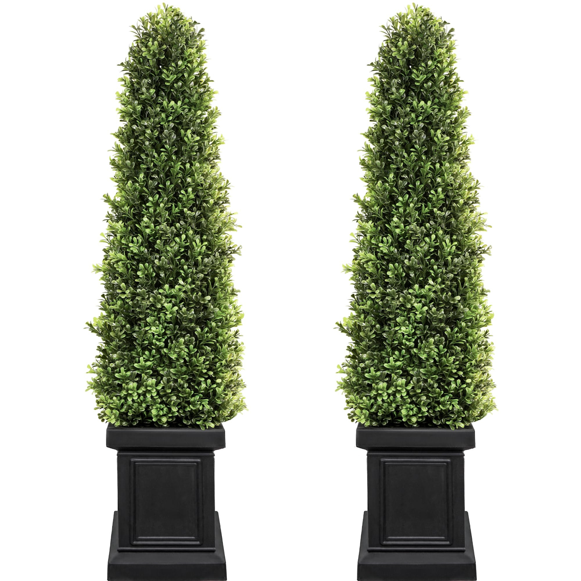3.5ft Boxwood Outdoor Topiary Set of 2, Tall All Year Green Fake Plant Topiary Trees Artificial O... | Amazon (US)