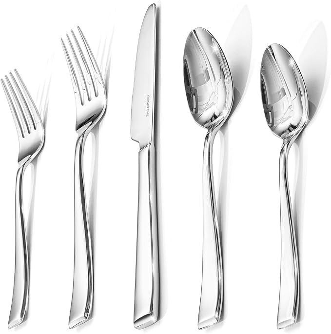 Mirror Polish Silverware Set for 12, 60-Piece 18/10 Stainless Steel Flatware Set, Dishwasher Safe... | Amazon (US)