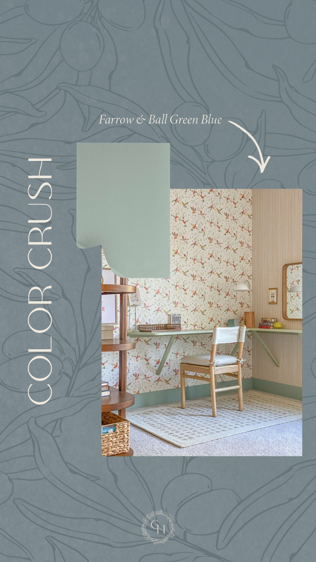 Farrow & Ball Green Blue trim & desk color in Emma’s room

#LTKKids #LTKHome
