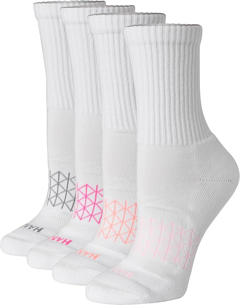 Hanes Women's Cushioned Crew Socks, Absolute Active Crew Socks For Women, Seamless Toe, 4-Pairs | Amazon (US)
