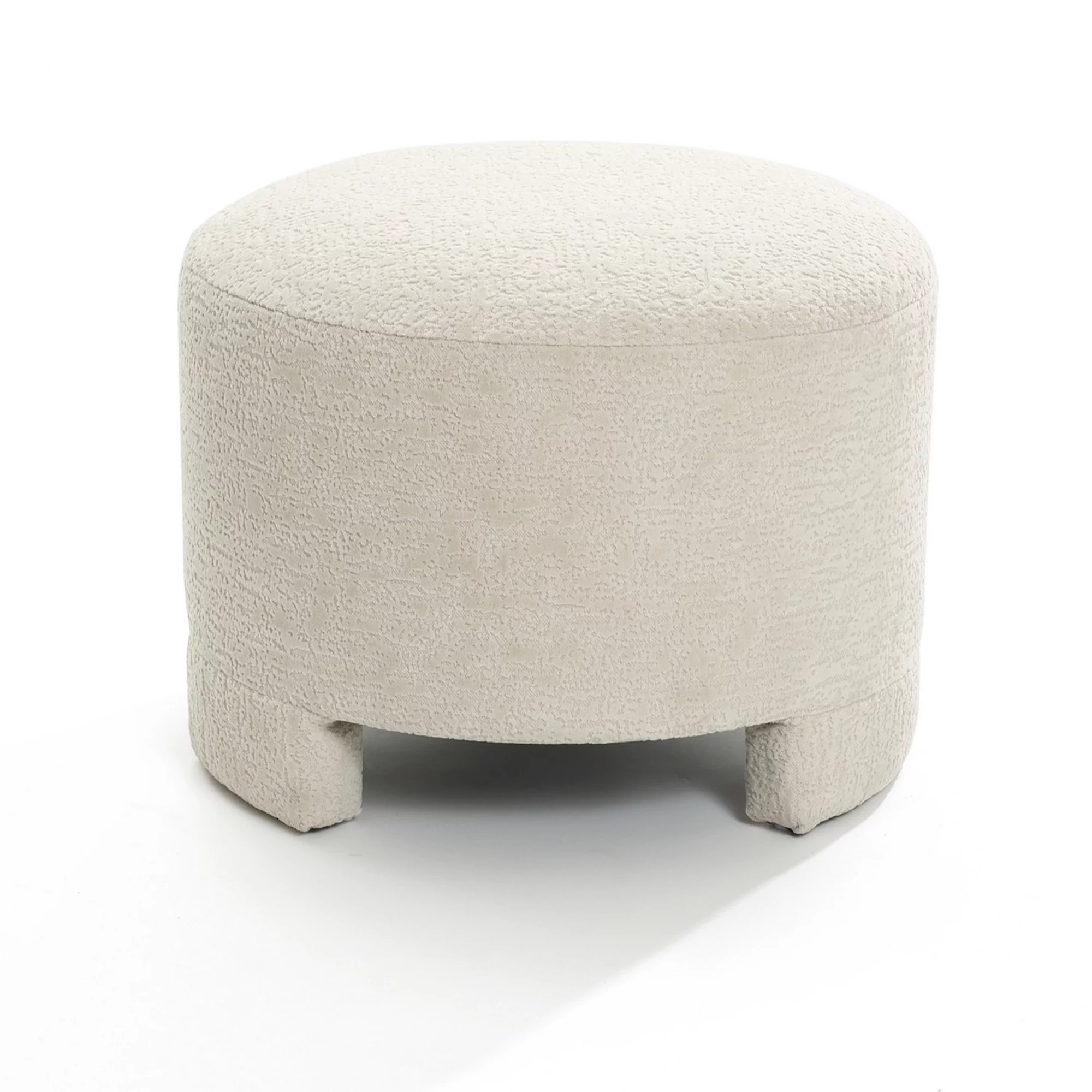 LuxenHome Upholstered Cream Modern Round Ottoman | Kohl's