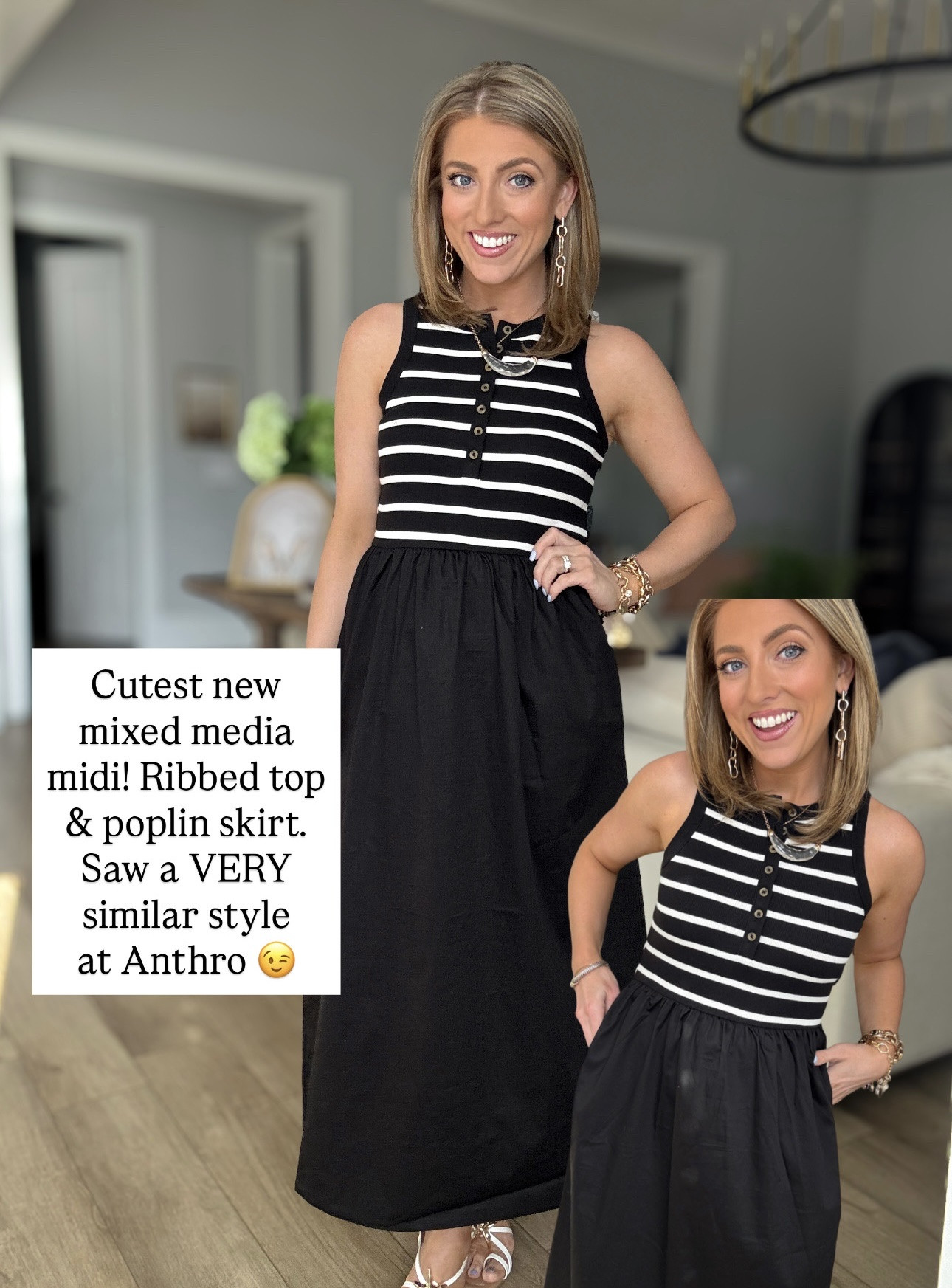 This mixed media midi dress is SO good 🖤✨ the ribbed top + poplin skirt combo gives it that elevated, high-end look (very Anthro vibes 👀) but at a fraction of the price! Flattering, comfy, and perfect for everything from everyday wear to dinner out!

#walmartfashion #mididress #affordablefashion #everydaystyle #momstyle #springstyle #summeroutfits #dressseason #budgetfinds #walmartnewarrivals #classicstyle

#LTKootd #LTKPetite