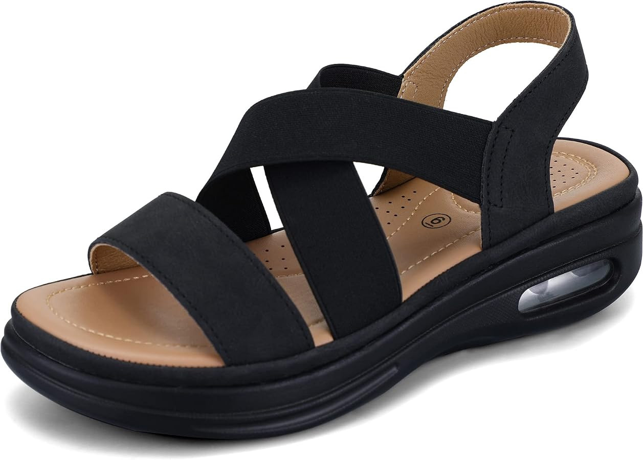 mysoft Women's Comfortable Walking Sandals Air Cushion Sport Slingback Elastic Band Platform Shoe... | Amazon (US)
