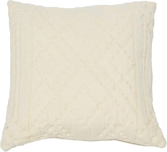 Creative Co-Op Woven Cotton Jacquard Pillow, 18" L x 18" W x 2" H, Cream | Amazon (US)
