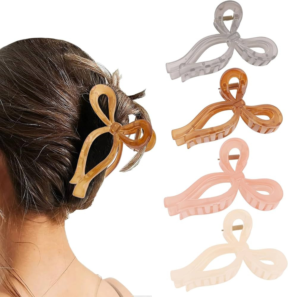 Bow Hair Clips for Women Large Bow Claw Clips Non-slip Hair Clips with Bow Big Strong Hold Hair C... | Amazon (US)
