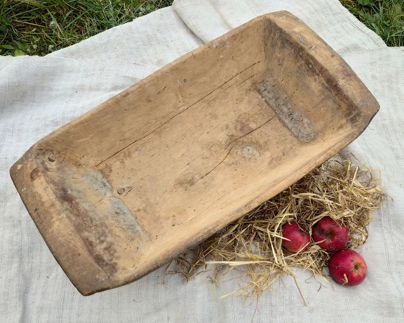 Large wooden dough bowl Rustic wood bowl Country cottage decor Primitive antique trencher Farmhou... | Etsy (US)