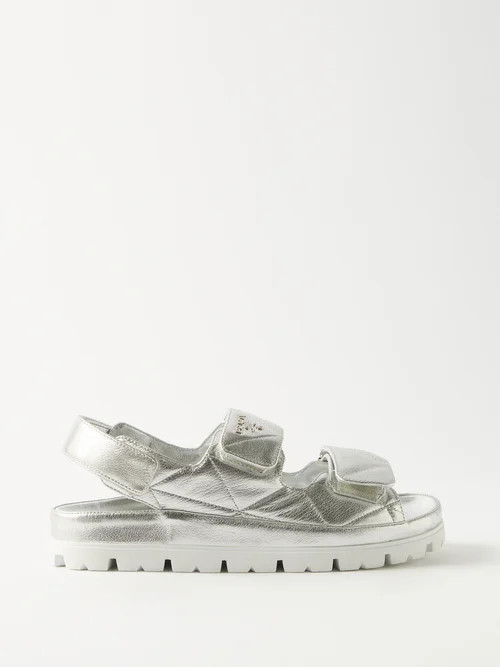 Prada - Fussbett 20 Quilted-leather Sandals - Womens - Silver | Matches (UK)