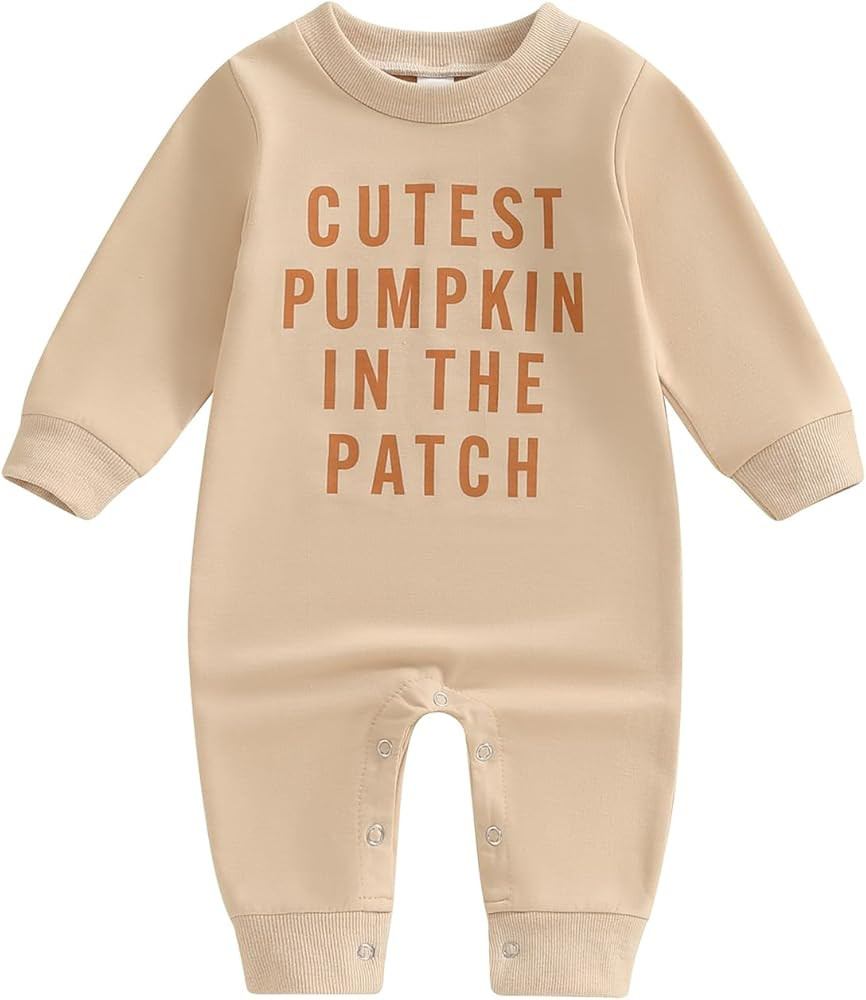 MoZiKQin Baby Halloween Outfit Boy Girl Pumpkin Patch Romper Jumpsuit Long Sleeve Playsuit Newbor... | Amazon (US)
