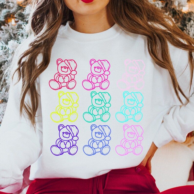 Teddy Bear Sweatshirt Holiday Sweater Gift for Her Teddy - Etsy | Etsy (US)