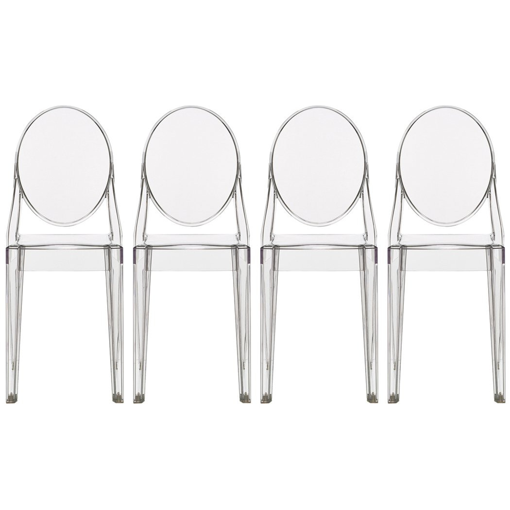 2xhome Set of Four (4) - Louis Style Ghost Armchair Dining Room Chair - Lounge Arm Arms Armed Chairs | Amazon (US)