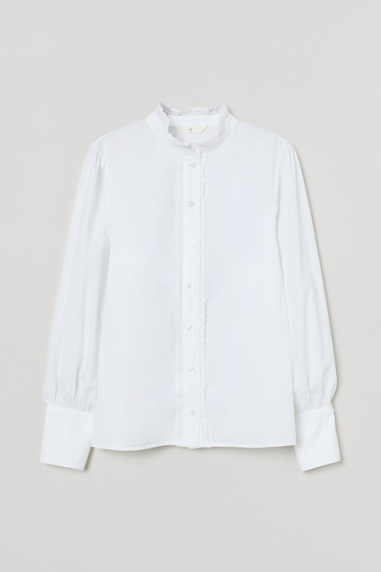 H & M - Embroidered Blouse - White | H&M (US + CA)