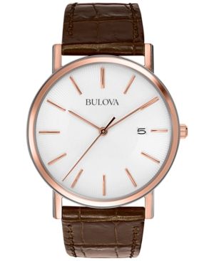 Bulova Men's Brown Leather Strap Watch 37mm 98H51 | Macys (US)