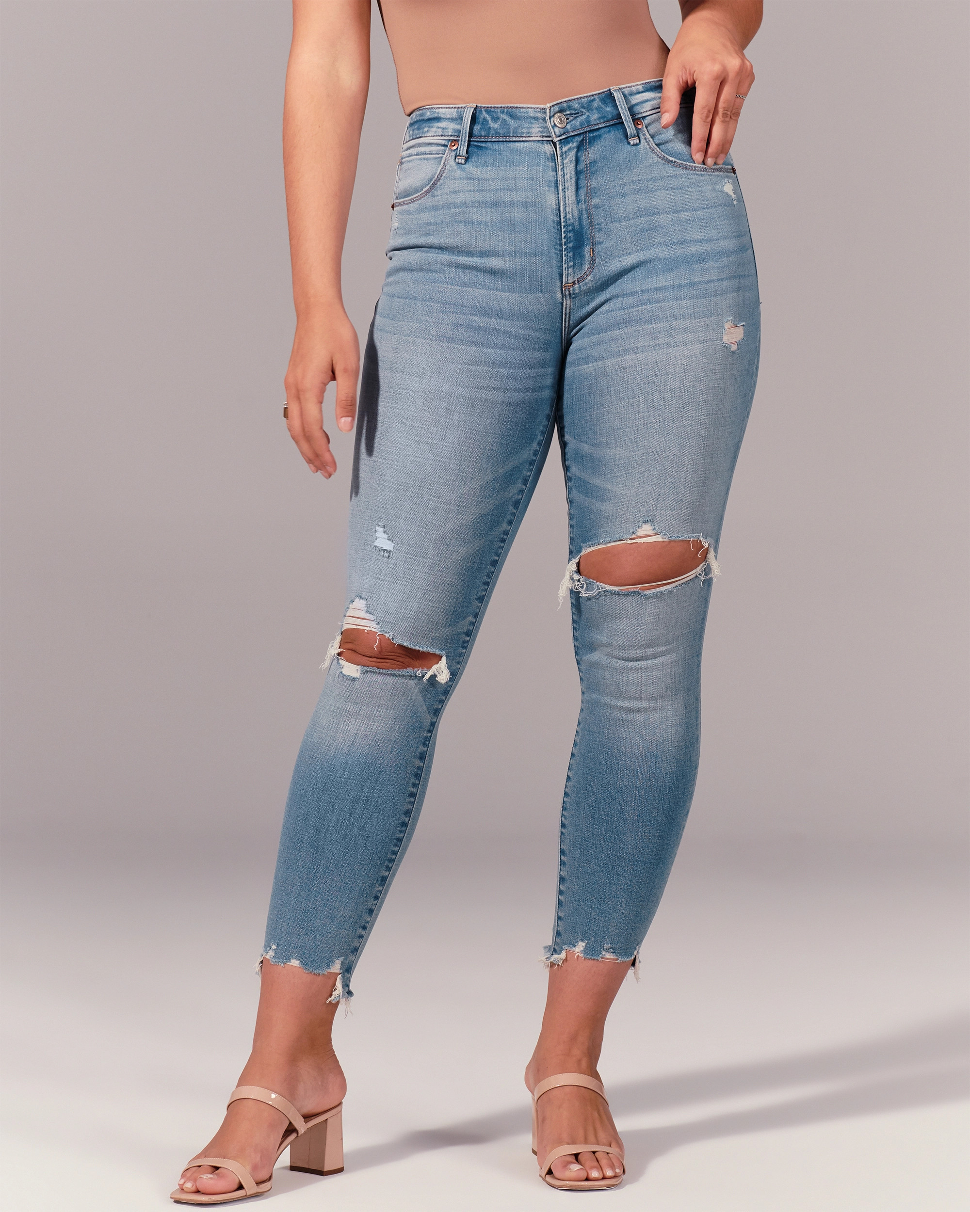 High Rise Super Skinny Ankle Jeans | Abercrombie & Fitch (US)