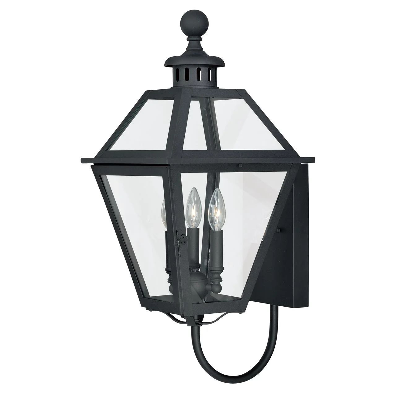 Nottingham 3 Light Black Empire Outdoor Wall Lantern Clear Glass - Walmart.com | Walmart (US)