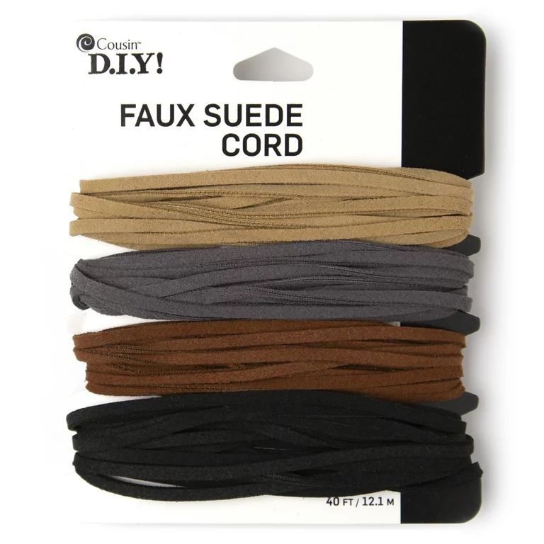 Cousin DIY Faux Suede Cord String, Model# 63800155, Black, Brown and Gray, 4 pc | Walmart (US)