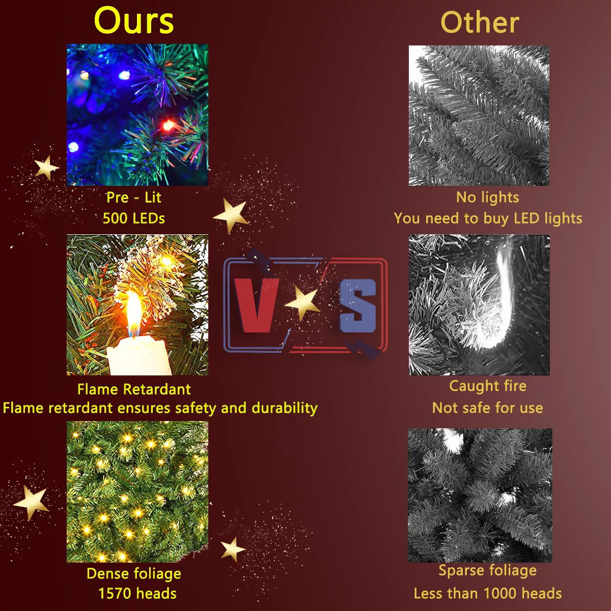 Costway 7Ft Prelit Christmas Tree, Hinged Xmas Tree with 500 Multi-Color, Warm White LED Lights, ... | Target