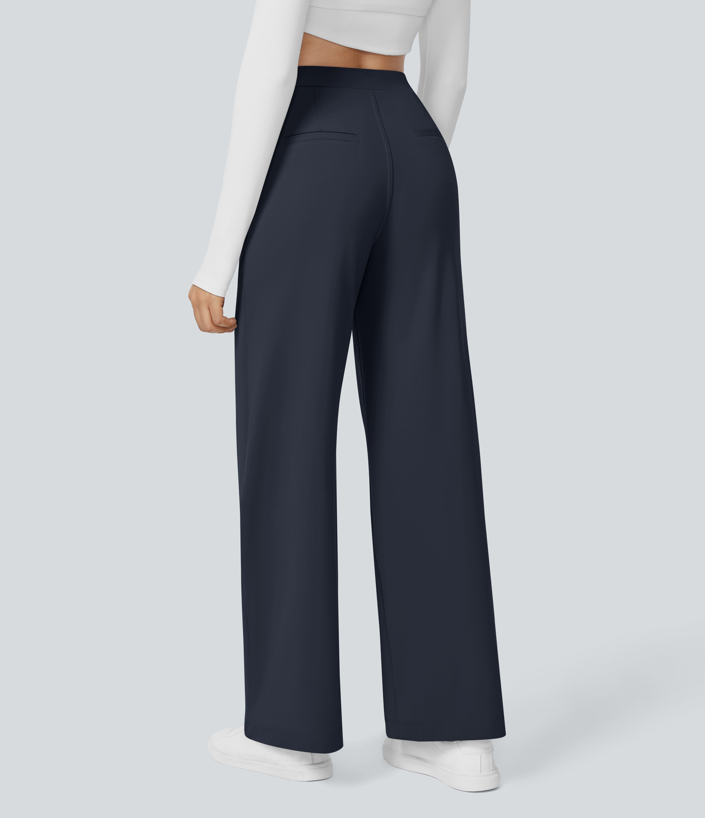 Halara Halara Flex™ High Waisted Pocket Straight Leg Work Pants - Midnight Blue - XS(tall) sweatpants jogger pants stacked sweatpants | HALARA