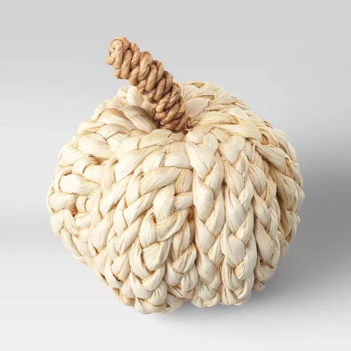 5" x 4.7" Woven Corn Husk Pumpkin Figurine Cream - Threshold™ | Target